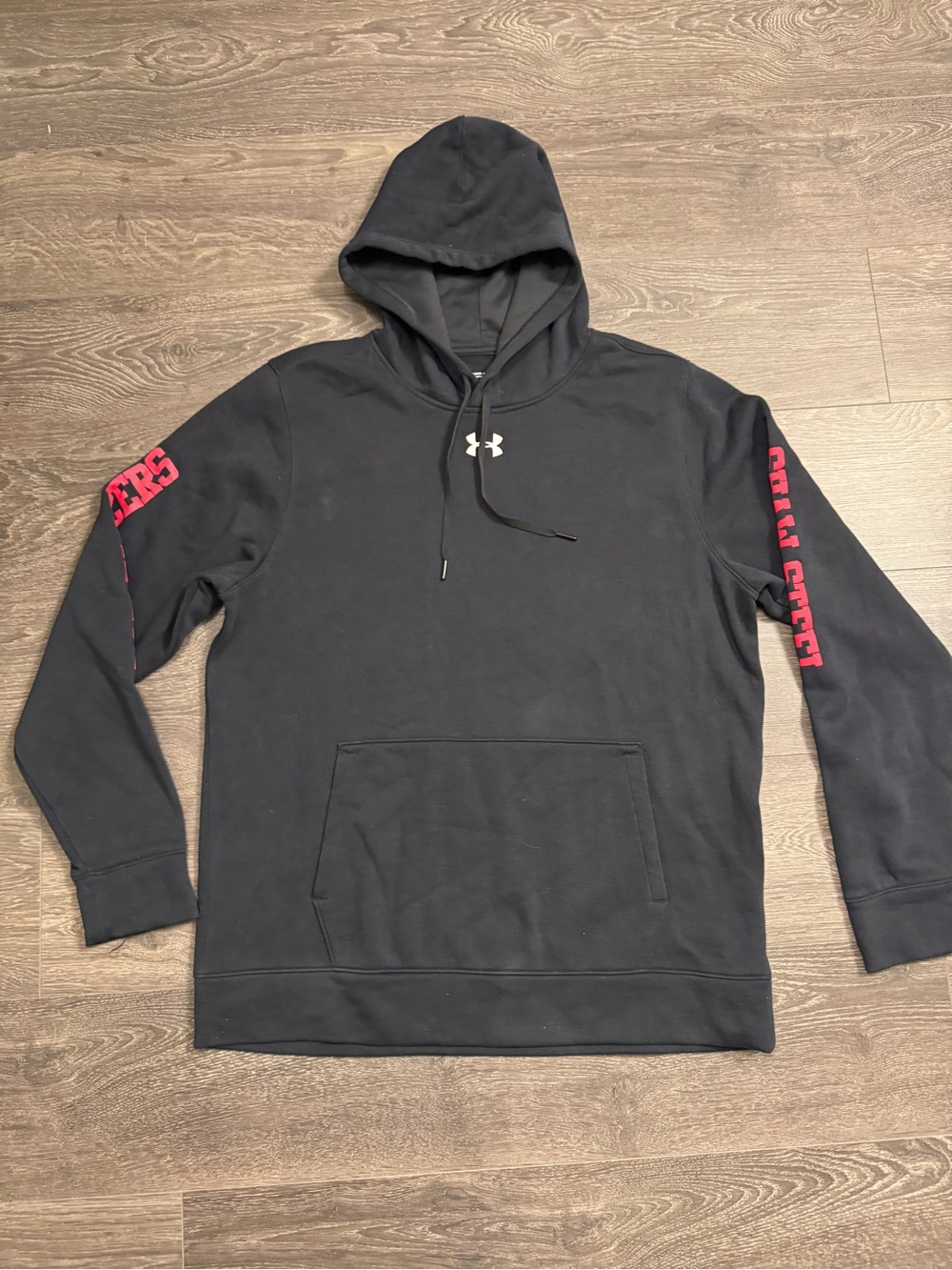 Under Armour Black Hoodie with Red Sleeve Graphics
